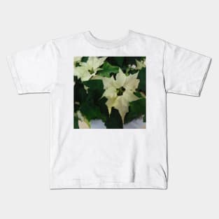 White Poinsettia Watercolor Flower  - Christmas Holiday Florals Kids T-Shirt